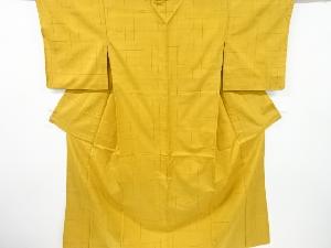 アンティーク　格子織り出し手織り紬着物